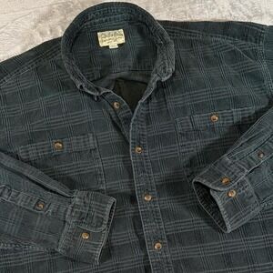 Y2K Vintage Cabela's Corduroy Button Up Shirt | Dark Green Plaid | Size 2XL